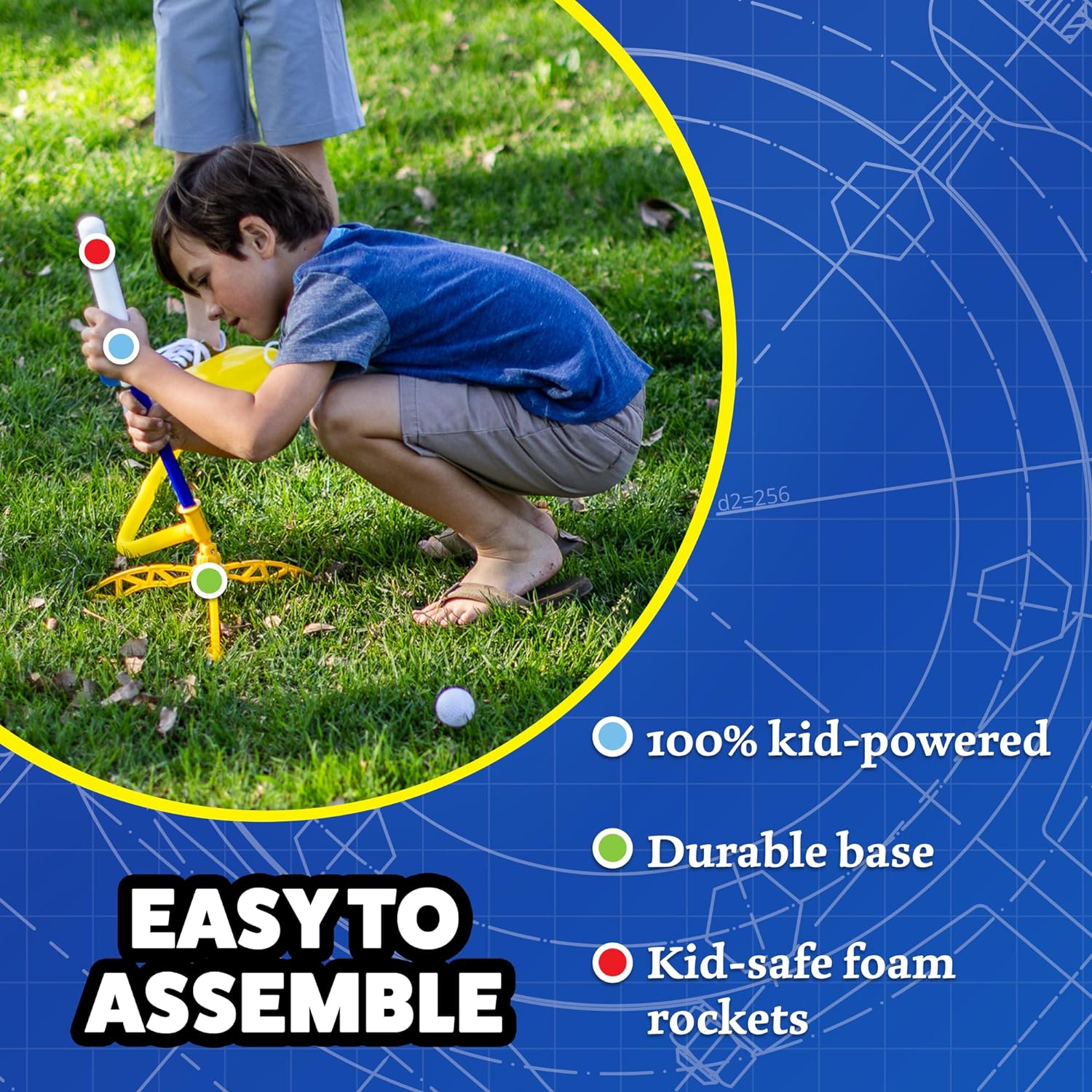 Stomp Rocket® Original Jr. Glow Rocket Launcher for Kids, Soars up to 100 Ft, 4 Foam Rockets and Adjustable Launcher, Gift for Boys and Girls Ages 3 Years and up - image 5 of 7