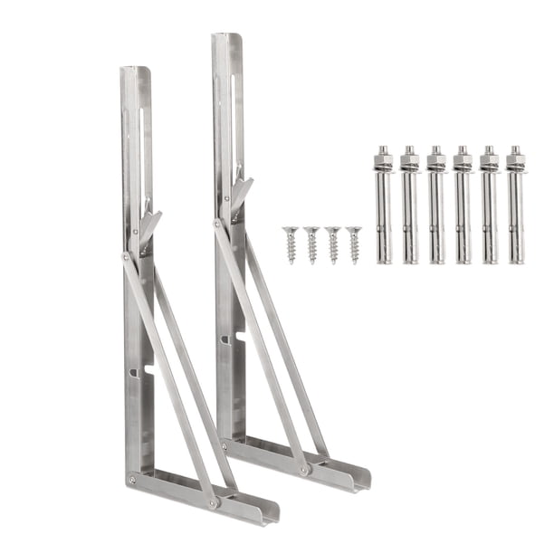 Soportes de estante de pared plegables Uxcell, soporte de estante montado en la pared de acero inoxidable resistente, ahorrador de espacio para mesa de 15"