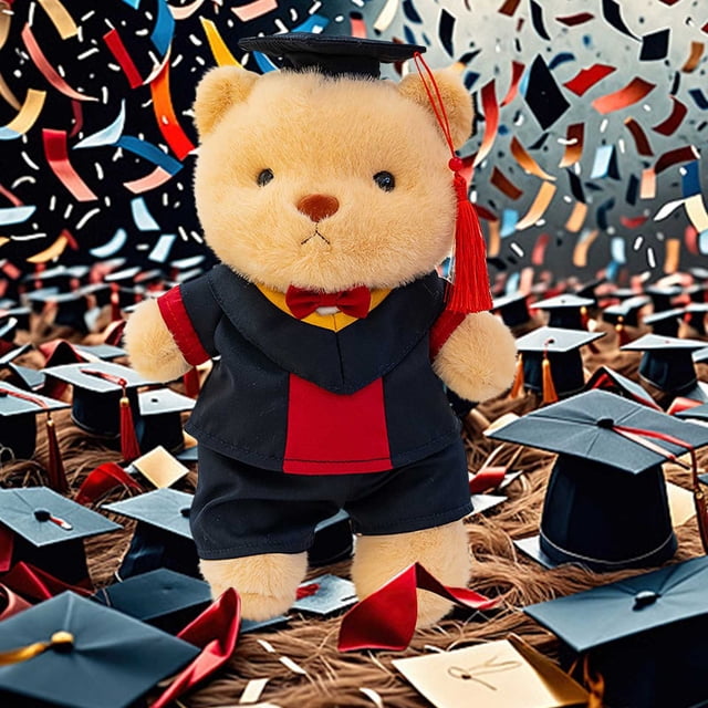 Oso de peluche de graduado | Peluche suave de 30 cm con birrete y toga | Regalo de graduación para estudiantes, compañeros de clase, licenciatura o doctorado