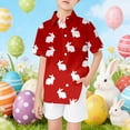 thumbnail image 2 of Byoo Easter Tee Shirt for Toddler Girls Cute Bunny Print Short Sleeve Button Down Shirt with Stand Collar Holiday Soft Top ，3-4 T, 2 of 4