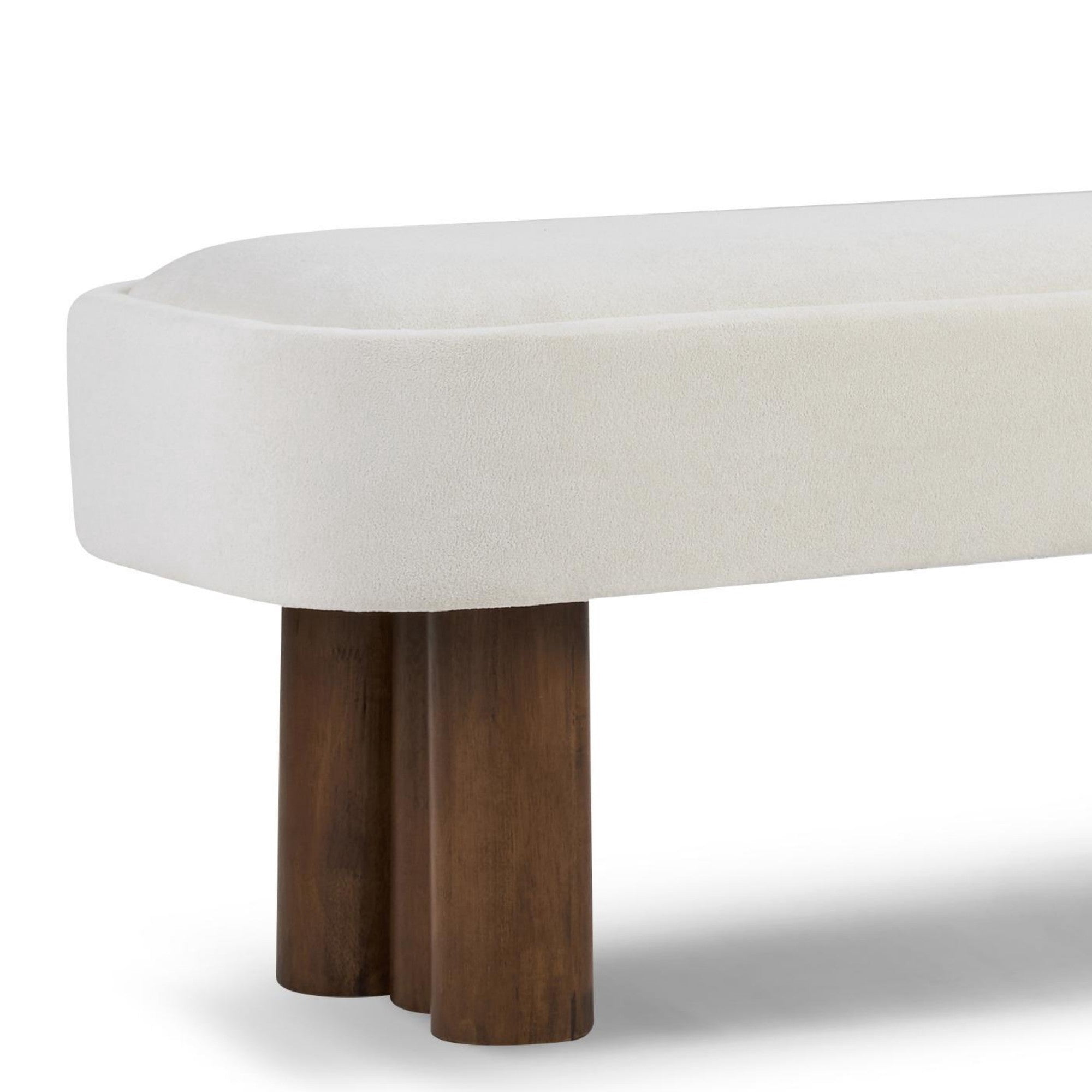 Sailvan 60" Boucle Dining Bench,Upholstered Kitchen Seating with Walnut Legs,Modern Indoor Bench for Entryway and Living Room Beige