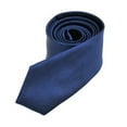 thumbnail image 4 of NEW 2X Polyester Narrow Neck Tie Skinny Solid Dark Blue Thin Necktie for Men (2 inch Max Width), 4 of 5