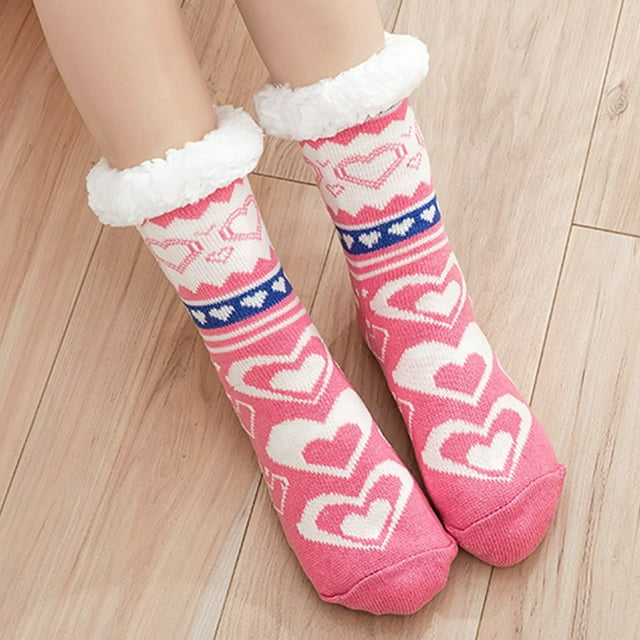 Slipper Socks Home Floor Socks Winter Warm Fuzzy Lined Socks Super Soft Socks Unisex