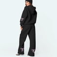 thumbnail image 5 of Bow Sweatpants Set for Women Bow Sweat Sets Womens Sweatsuits 2 Piece Set Comfort Bow Hoodie Wide Leg Sweatpants Set Athleisure Sweatset Cute Matching Sweat Sets, Black-L, 5 of 6