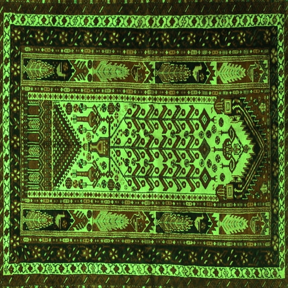 Ahgly Company Indoor Square Persian Green Traditional Area Rugs, 7' Square
