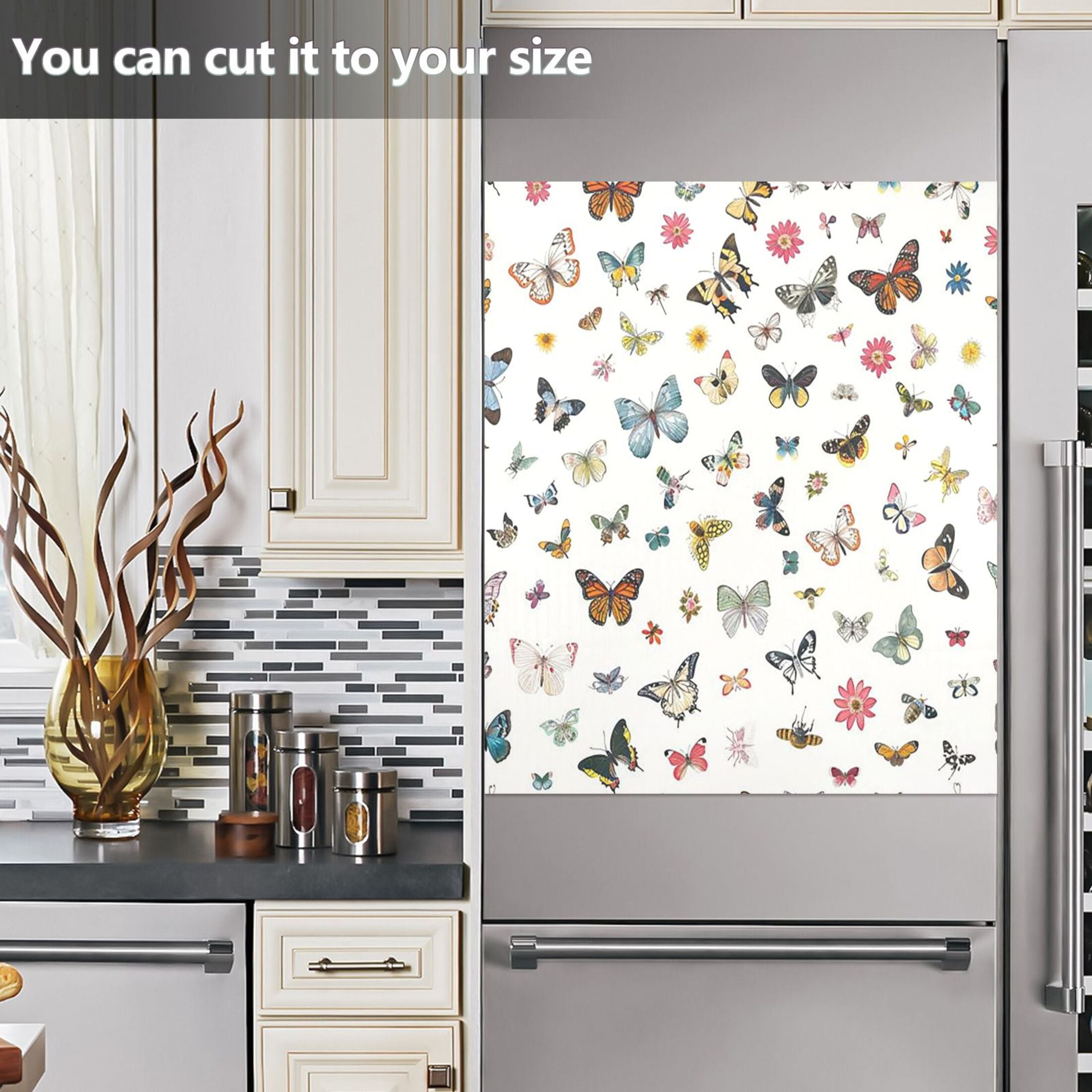 Dishwasher Magnetic Sticker 23x26 Inch Refrigerator Magnetic Sticker Washing Machine Magnetic Sticker Kitchen Panel Magnetic Sticker Home Decor Butterflies Of Various Colors