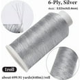 thumbnail image 2 of Nylon Metallic Thread Embroidery Thread 6-Ply Silver 0.4mm about 699.91 yards(640m)/roll, 2 of 9