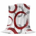 thumbnail image 6 of Red Grey Blanket Soft Cozy Warm Throw Blanket for Couch, Plush Fuzzy Flannel Fleece Blankets for Sofa, Geometric Circle Modern Abstract Simple Art Bed Blankets Lightweight Gifts for Women, 50"x60", 6 of 9