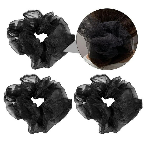 Yardwe Girls Hair Scrunchies Hair Accessories Black 3Pcs