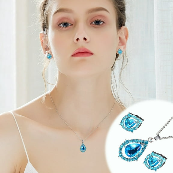 Openpig Wedding Jewelry Sets for Brides Bridesmaid Prom Jewelry Set Rhinestone Necklace and Earrings Set for Bridal Prom Dresses Accessories for Party Costume