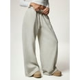 thumbnail image 4 of Women'S Wide Leg Sweatpants High Waisted Baggy Interior Drawstring Sweatpants Straight Leg Sweat Pants Light Gray M, 4 of 9