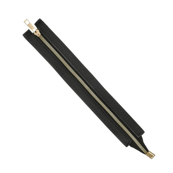 PU Leather Zipper, 13.8"x1.9" Sewing Coil Zipper Frame with Hole for Bag, Black