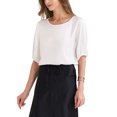 thumbnail image 4 of INSPIRAR CHIC Blusa de Trabajo Elegante de Cuello Redondo y Manga Corta para Mujeres M Blanca, 4 of 6