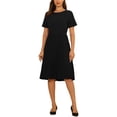 thumbnail image 2 of VESTIDO PLISADO A-LINE DE MUJER INSPIRE CHIC, MANGA CORTA, VESTIDO MIDI PARA TRABAJAR, TALLA M, NEGRO, 2 of 6