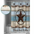 thumbnail image 3 of Country Star Blue Shower Curtains for Bathroom Waterproof Fabric Bath Curtains Decor Bath Tub Curtain Farmhouse Western Texas Star Barn Decorative Shower Curtain Sets with 12 Hooks, 72x72 Inch, 3 of 6