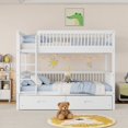 thumbnail image 2 of Twin Over Twin Bunk Bed, Pine Wood Bunk with 2 Drawers, Converts to 2 Twin Beds, with Ladder & Safety Guardrails, White, 2 of 12