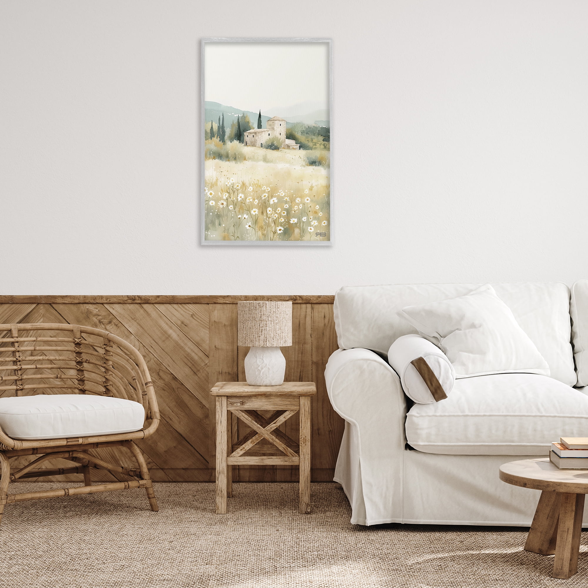 Stupell Industries Nu Horizon Countryside Landscape Painting Gray Framed Art Print Wall Art, 20 x 30