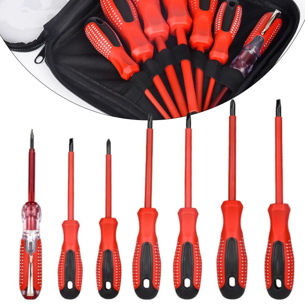 Screwdriver Set With Ergonomic Handles 7 Pieces Rated To 1000 Volts Ac Fangkenuo
