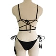 thumbnail image 3 of Traje De Baño De Dos Piezas Traje de baño dividido para mujer Moda Chinlon Solid Beach Party Bikini (L Black), 3 of 6
