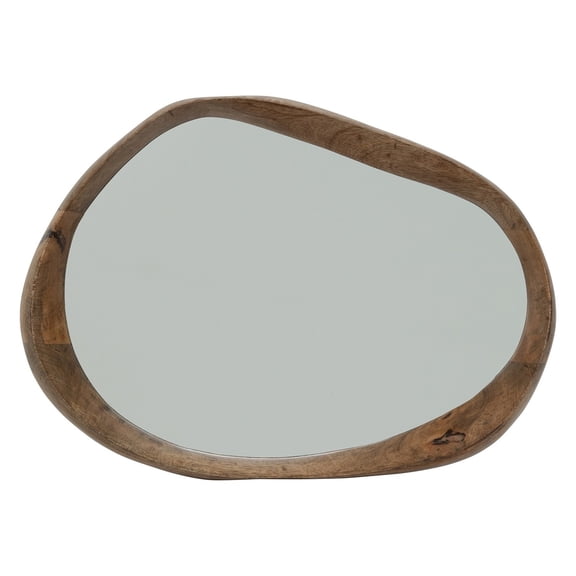 BIDK Home Golden Oak Finishes Mango Wood Framed Shizu Wall Mirror - 16"