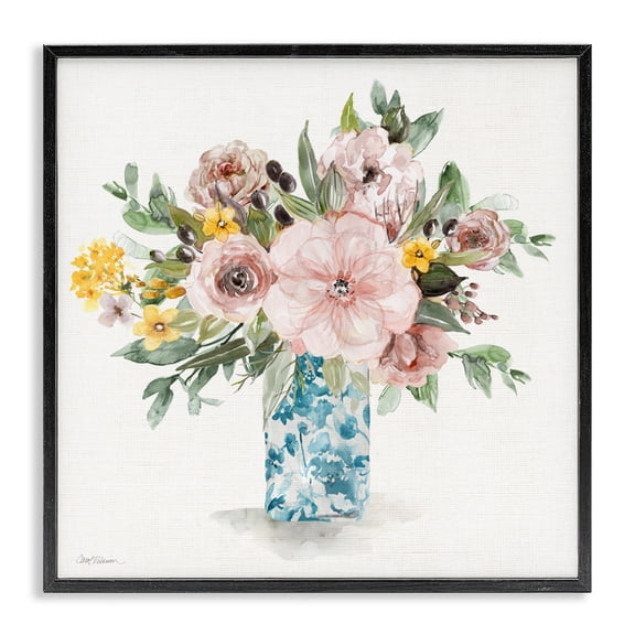 Stupell Industries Summer Chinoiserie Vase Black Framed Giclee Art, design by Carol Robinson