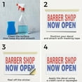 thumbnail image 5 of Barber Shop Now Open Vinyl Decal 18 Inch x 24 Inch Weatherproof Heavy-Duty Adhesive Backing | Salon Grand Opening, Walk-Ins Welcome, Business Ready | Made in USA, 5 of 6