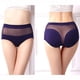 thumbnail image 3 of Gibobby Ropa interior bikini elástica Bragas sexis cintura alta talla grande para mujer, bragas transparentes malla algodón para mujer, calzoncillos realce cadera , transpirables （Azul， XL), 3 of 5