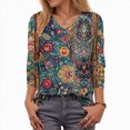 thumbnail image 4 of Towmus Blouses for Women Henley 3/4 Sleeve Shirts Dressy Casual Fall Tops Work Blouses, 4 of 5