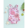 thumbnail image 2 of FEORJGP Toddler Baby Girls Onepiece Swimsuit Infant Sleeveless Ruffles Swimwear Floral Print Straps Beachwear Summer Beach Bathing Suit, 2 of 8