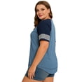 thumbnail image 5 of LANREMON Women Tops Plus Size Color Block Loose Summer Short Sleeve T Shirts Casual Crewneck Skyblue Baseball Tee Blouses Size 16 Plus, 5 of 6