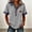 Gray, variant on Womens Short Sleeve Polo Shirt, Gray Oversized Henley Top with Denim Collar & Buttons - Stretchy Casual Tunic,Size M