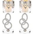 thumbnail image 1 of Candelabros CHAO 2 piezas dorado y cristal plateado altura 17,5 cm, 1 of 5