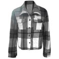thumbnail image 4 of larppty Flannels for Women Cropped Shacket Jacket Fashion Plaid Button Down Shirt 2025 Fall Coat Tops (Dark Gray, S), 4 of 8