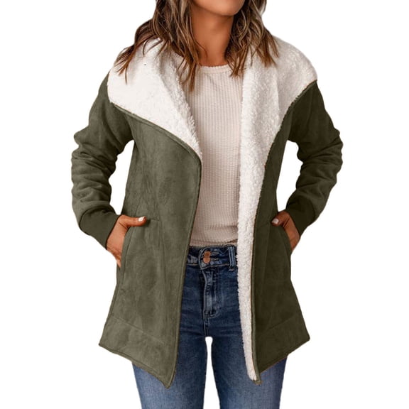 Long Sleeved Suede Lambswool Warm Coat For Women