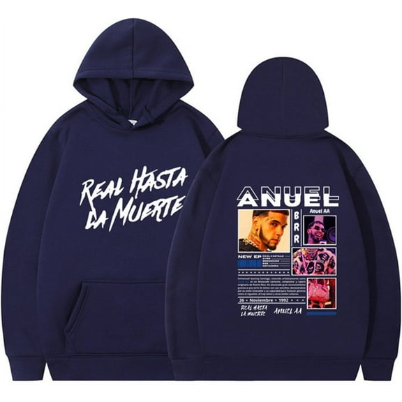 Silver Basic Hip Hop Fashion Pullover Anuel Printed Oversize Hoodie Street Wear S,ZQWhite-1