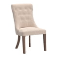 thumbnail image 3 of Weston Home Kirk Button Tufted Dining Chairs, Set of 2, Beige Linen, Brown Finish, 3 of 9