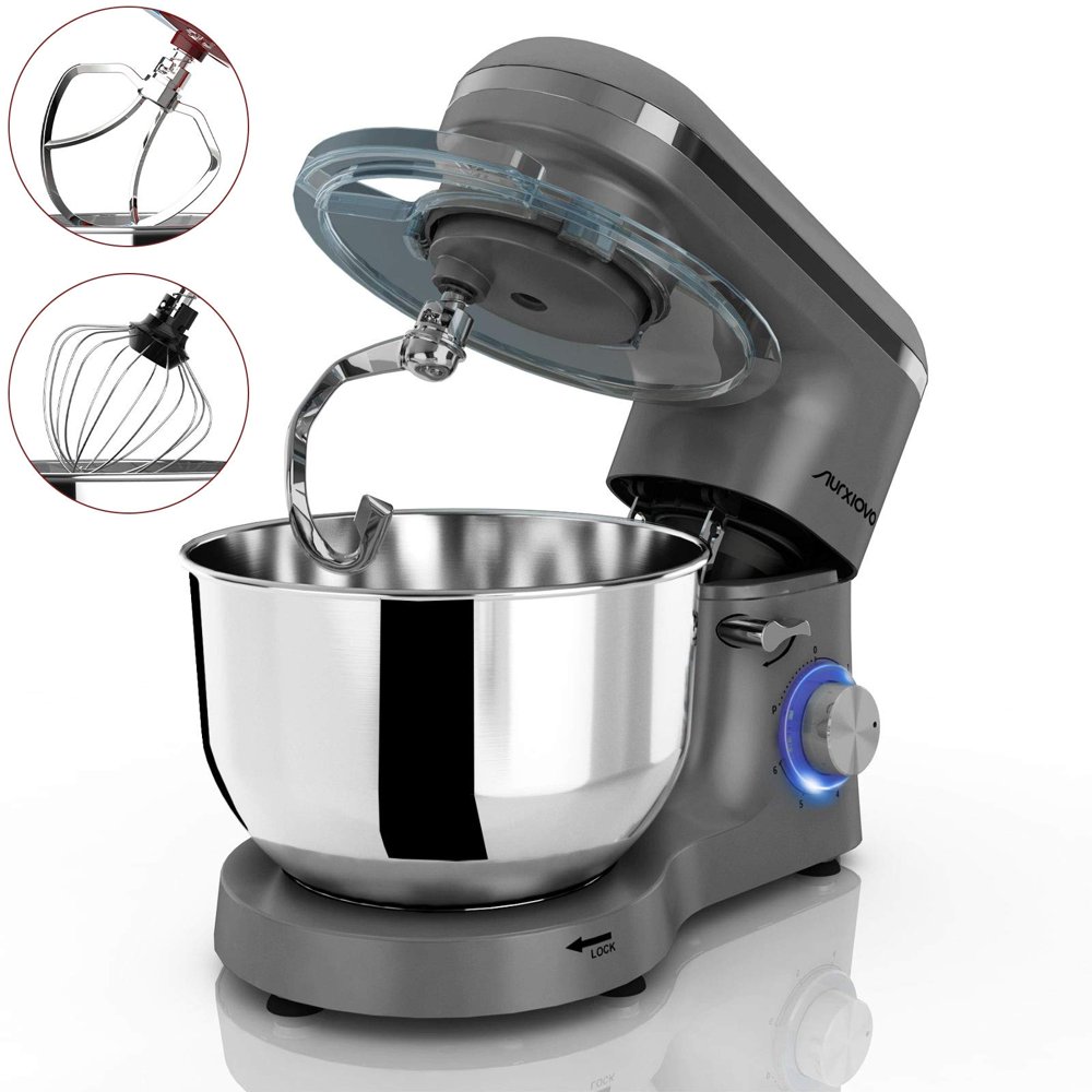 Nurxiovo 6.5QT Stand Mixer 660W Dough Hook Whisk Beater 6-Speed ...