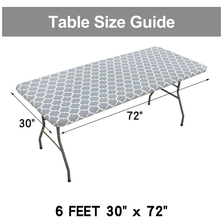 decorUhome Fitted Vinyl Tablecloth, 30x72 Rectangle Gray photo 8