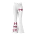 thumbnail image 5 of FAHXNVB Women's Bow Print Flare Pants Summer High Waisted Workout Yoga Trousers Athletic Lightweight Pants Bottoms, 5 of 6