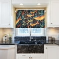 thumbnail image 5 of Yayeee Kitchen Curtains Tier Pair Light Filtering 27"x36" Rod Pocket Short Cafe Window Panel, Black Sardines Pattern, 5 of 7