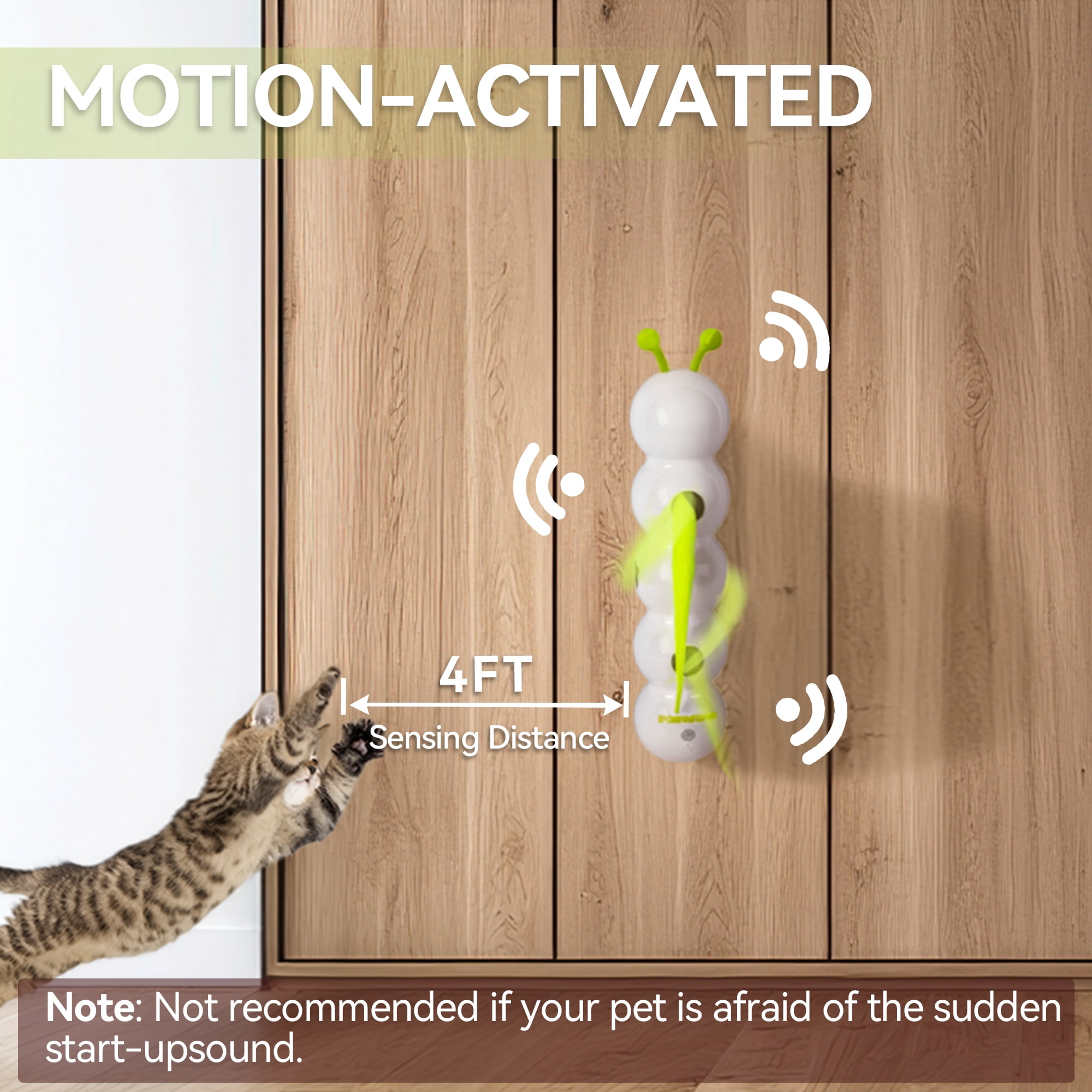 All For Paws Interactive Cat Teaser Toy, USB Rechargeable – Automatic Whack-a-Mole Toy with Suction Cups, Motion-Activated Cat Wand, Enrichment Toy for Indoor Cats & Kitties