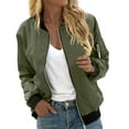thumbnail image 2 of Baseball Jacket for Women 2025 Fall Lightweight Long Sleeve Zip Up Casual Jackets with Pockets Outerwear, 2 of 8