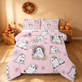 thumbnail image 2 of Homewish Cute Spooky Animal Full Size Comforter Sets for Girls, Halloween Ghost Bedding Comforter Set, Light Pink, Pink Reversible, 3 Pieces 1 Comforter and 2 Pillowcases, 2 of 6