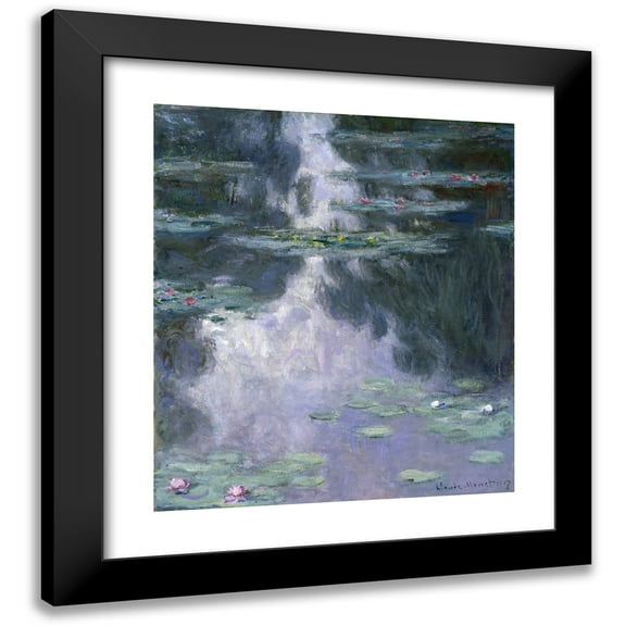 Claude Monet 12x14 Black Modern Framed Museum Art Print Titled - Water Lilies (Nympheas)