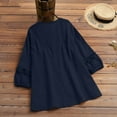 thumbnail image 4 of Dazajoo Women's Cotton Linen Blouse Tunics Summer Boho Loose 3/4 Sleeve Lace Patchwork Tops Hollow Out Leisure T-Shirt for Women 2024,Navy,XXXXXL, 4 of 7