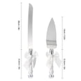 thumbnail image 4 of Juego de cuchillo y pala para pastel de boda, con cuchilla de acero inoxidable y mangos de cristal, decorado con cinta blanca, ideal para celebraciones nupciales. Incluye cuchillo y pala, perfecto, 4 of 6