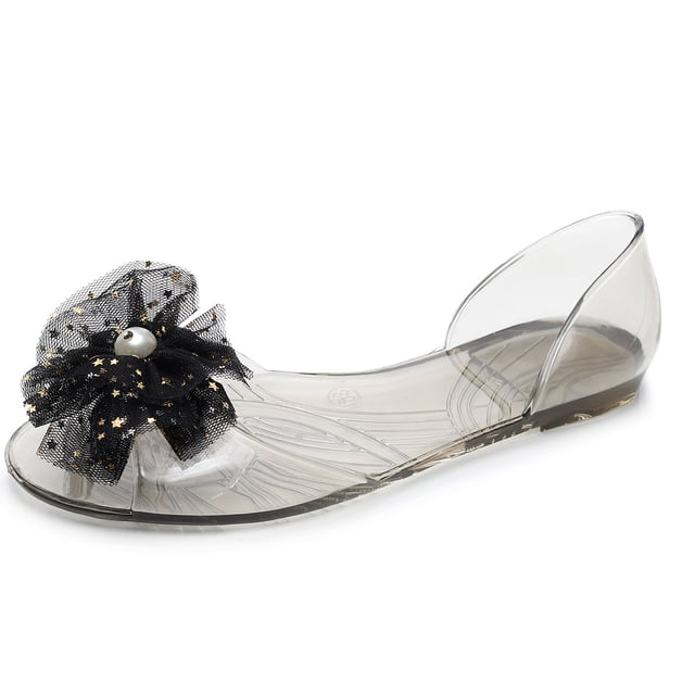 Sandalias de cristal informales para mujer a la moda, zapatos de gelatina, sandalias planas con flores de encaje Wmkox8yii shjk4407