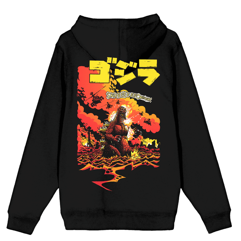 Godzilla Classic Kanji Poster Art Men's Black Long Sleeve Hoodie