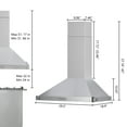 thumbnail image 3 of Faitaliicy 30" Wall Mount Range Hood Stainless Steel Kitchen Ceiling Chimney-Style Stove Vent With 3-Speed ​​Exhaust Fan Led Lights Permanent Filter, 3 of 8