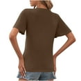 thumbnail image 4 of TKLPEHG Tops for Women Trendy Casual Short Sleeve T Shirts Summer Solid Color Loose V Neck Tshirt Lightweight Going Out Tops Blouse(Coffee,XL), 4 of 4